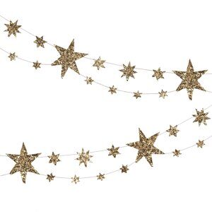 **Гирлянда на ленте "Звезды" золотая блестящая, 1,8 м (золото глиттер) Meri Meri