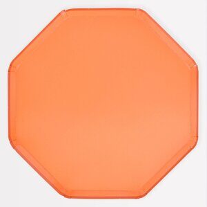 ПРЕДЗАКАЗ Тарелки бумажные праздничные Оранжевые "Basic. Восьмиугольник" (папайа), 26 см Meri Meri