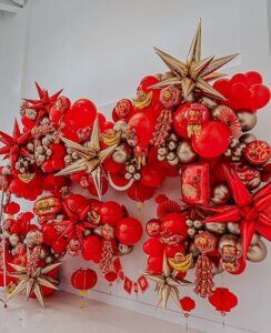 **Шар фольгированный - фигура "Китайский фонарик" для праздника в китайском стиле "Китайский Новый Год", 50*55 см