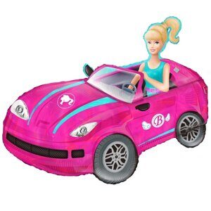 **Шар фольгированный - фигура "Блондинка в розовой машине" для праздника "Кукла Барби (Barbie)", 91 см
