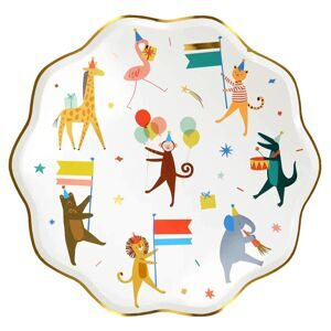 **Тарелки бумажные праздничные "Парад животных" для праздника "Весёлый цирк (Silly circus)", 26 см Meri Meri