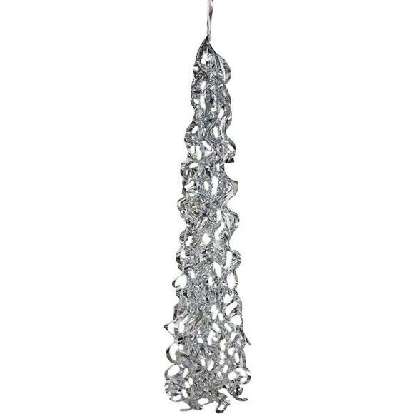 Тассел кисточка - Хвост "Серебро" для шара цвет блестящий серебряный, 160 см (Подвеска-серпантин)