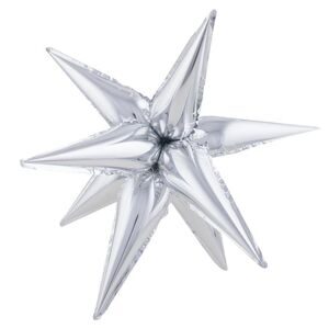 Шар фольгированный Звезда составная 12 лучиков "Star-Burst" серебряная (серебро), 102 см
