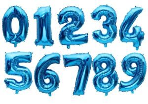 Шар фольгированный Цифра синий (ярко-голубой) в ассортименте