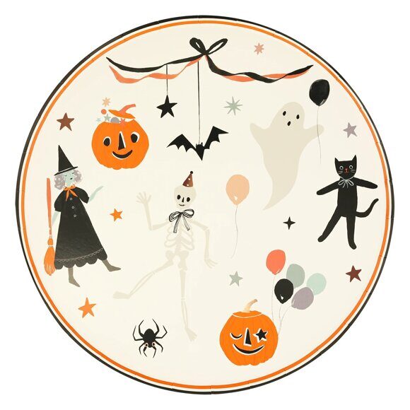 **Тарелки бумажные праздничные "It's Halloween!" для вечеринки "Хэллоуин - День мертвых", 26 см Meri Meri