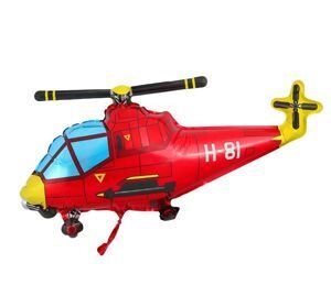 Шар фольгированный мини фигура Вертолёт красный